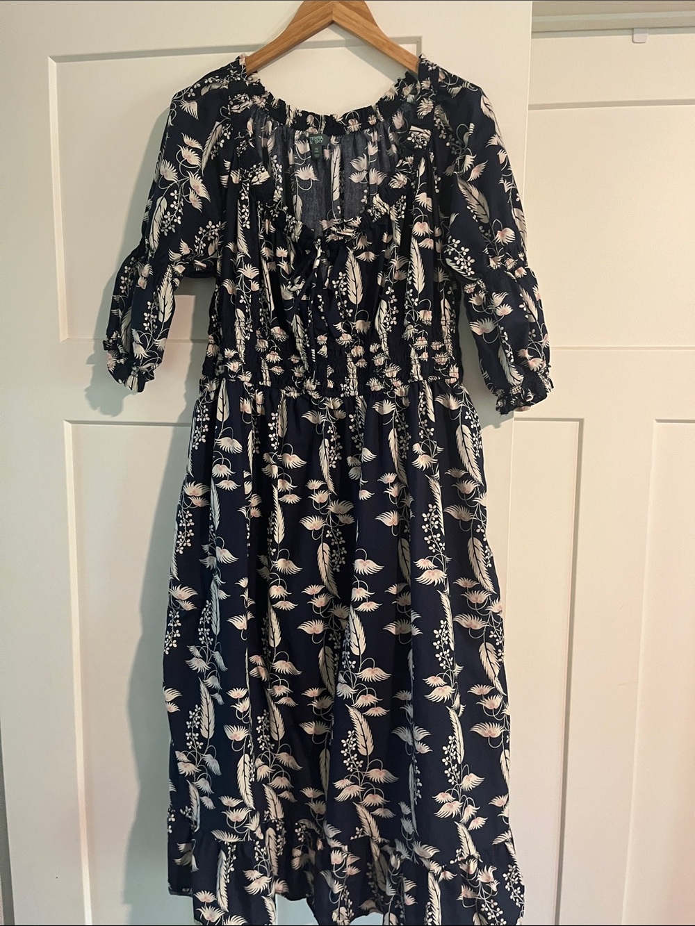 Terra & Sky Navy Floral Ruffle-Trim Maxi Dress